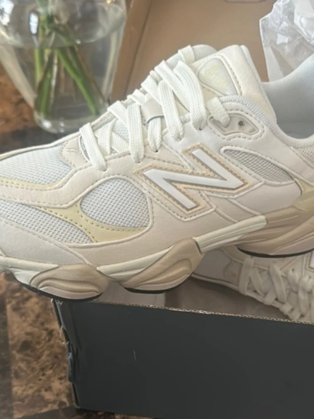 New Balance Women's White and Beige Athletic Trainer